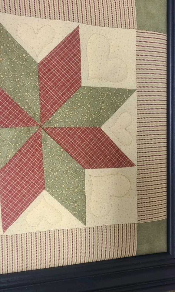  Quilted print patterned framed art Pink/ Green/ Cream  New - Image 4 of 4