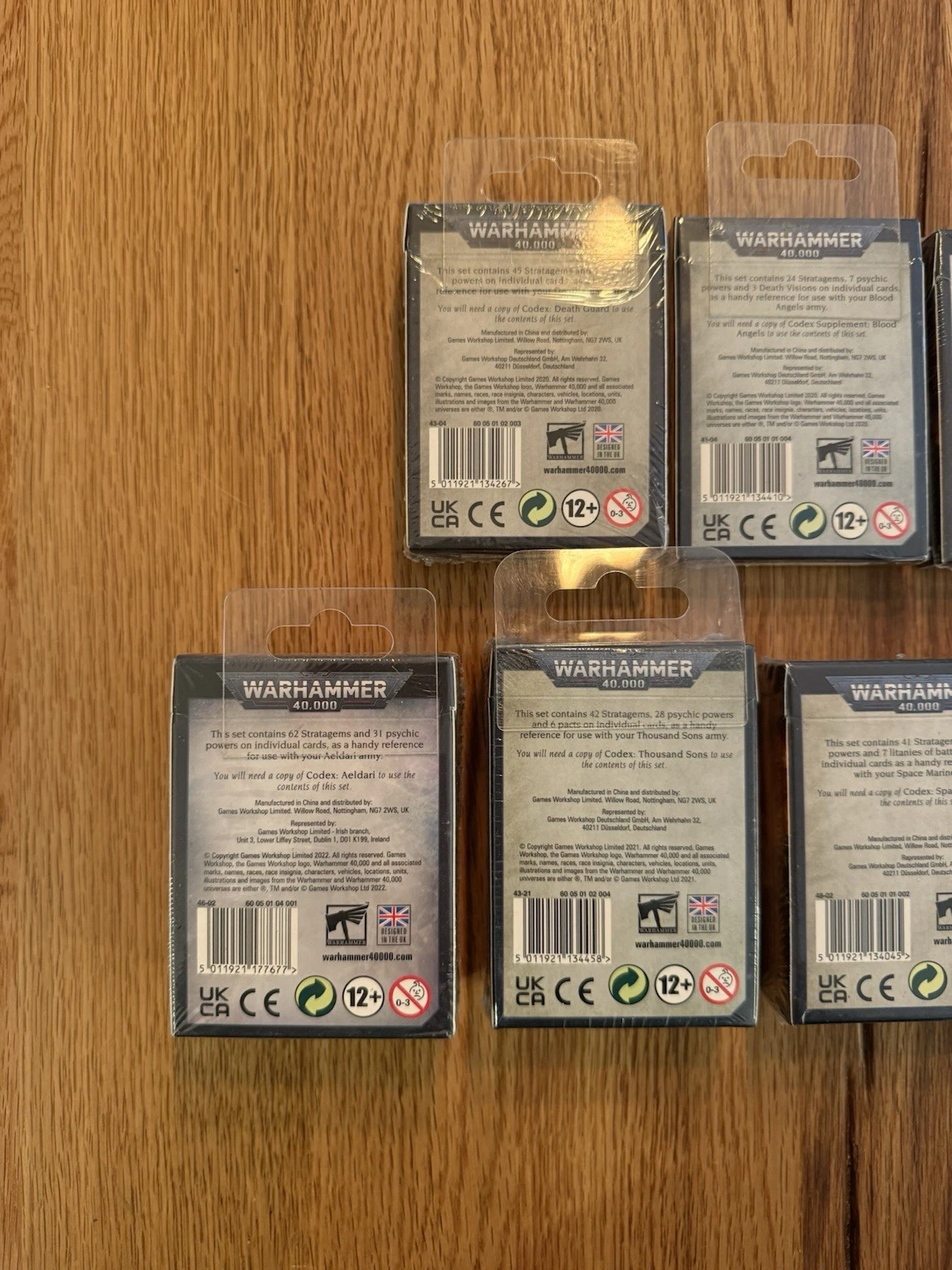 7x Packs Warhammer 40k 40000 Data Cards & Mission Pack Aeldari Dark Angels - New 5