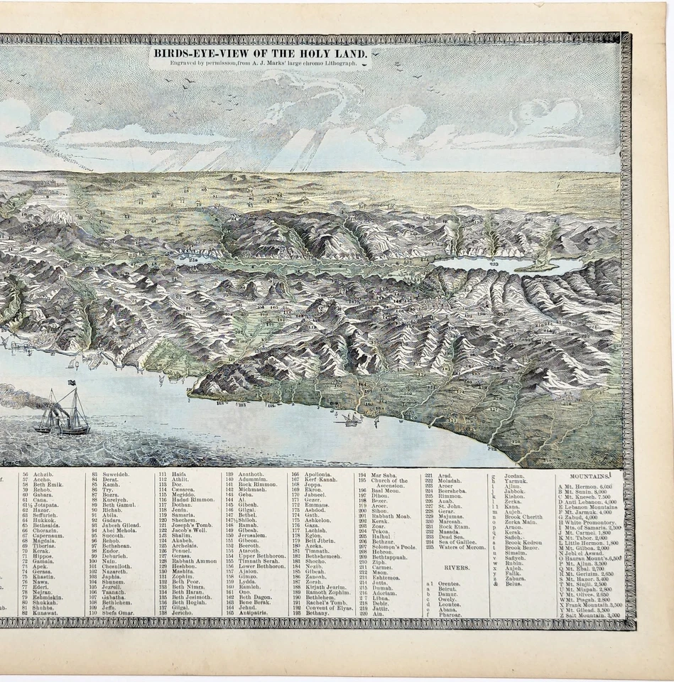 1887 PALESTINA - TIERRA SANTA - ISRAEL Mapa ORIGINAL (16x11) MAR MUERTO - JORDANIA Foto 3 de 4