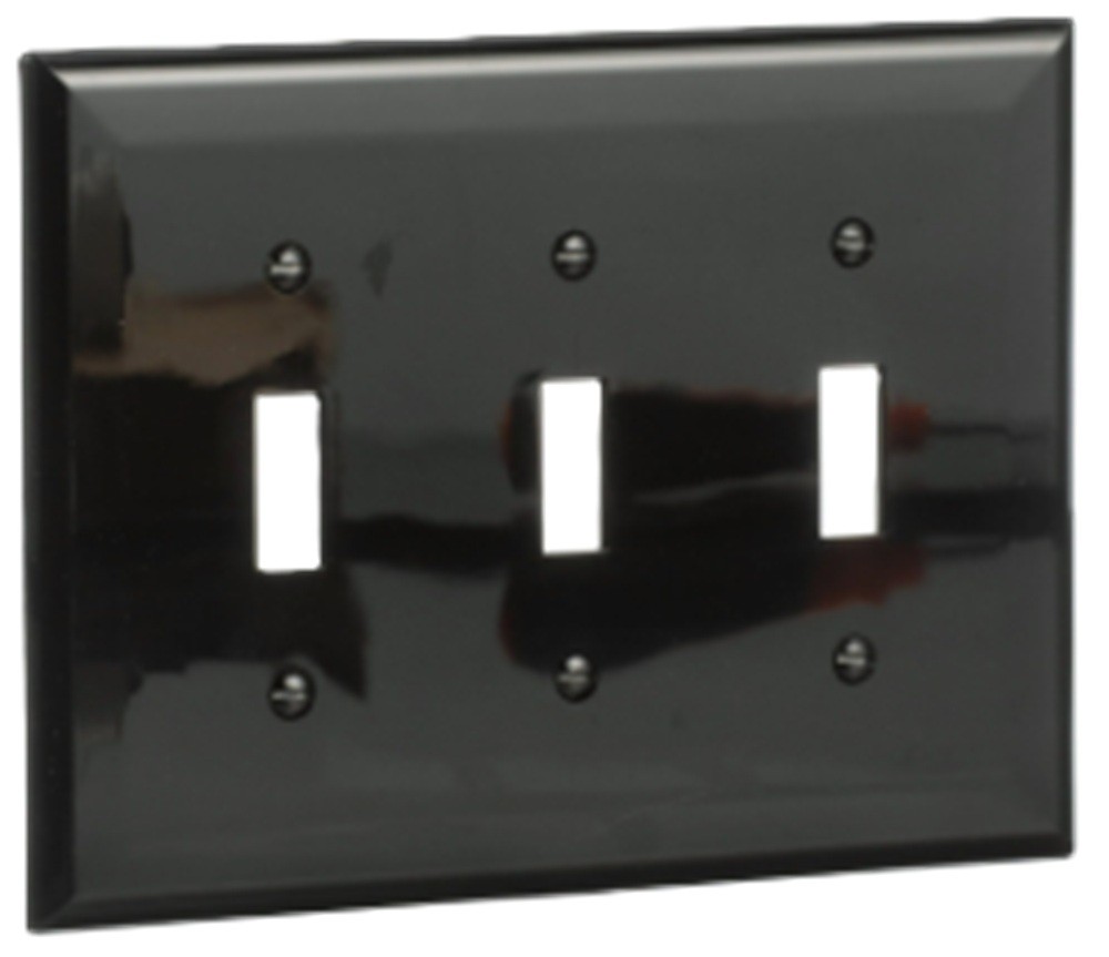 Eaton PJ3BK-F-LW 3 -Gang Black Indoor Toggle Wall Plate