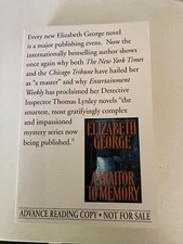 Traitor to Memory by Elizabeth George (2001) Advance Reading Copy ARC