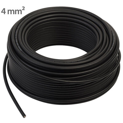 revolt Kabel: Solarkabel mit 1x 4 mm² (12 AWG), 50 m, IP68, bis 1.800 V, schwarz