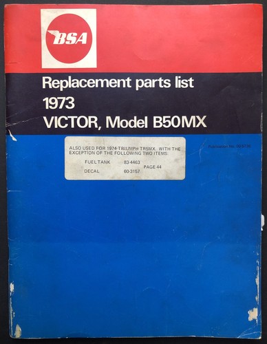 Birmingham Small Arms Co. / Replacement Parts List for the 1973 Victor 1st ed