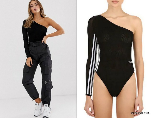 One Shoulder Asymmetric Bodysuit XS 