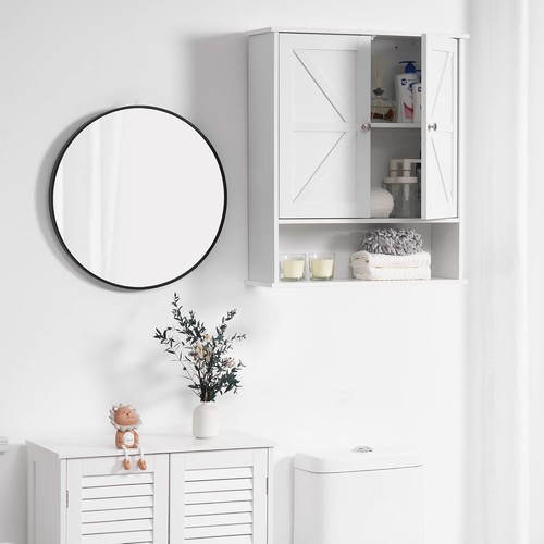 Stylish 2-Door Medicine Cabinet with Inner Adjustable Shelf - Easy Install - Picture 4 of 9