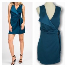 GREYLIN Woman's Satin Wrap Mini Dress Sleeveless NWOT Size XS 