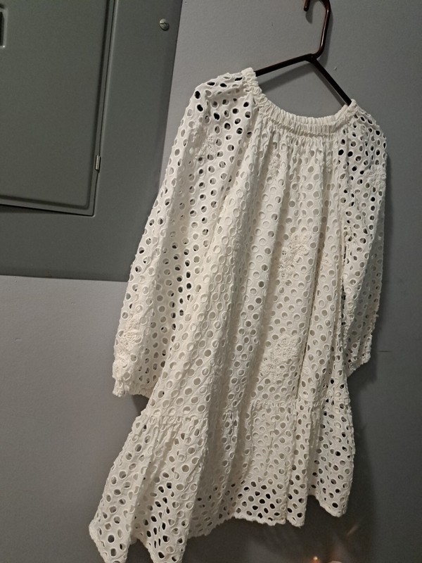 ZARA Girls Sz.13-14 white Eyelet Embroidered Dress Lined NWOT