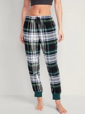 Old Navy Women 2XL Cotton Flannel Jogger Pants Green/Blue/White Tartan Plaid NWT