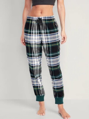 Navy Green Plaid Joggers Old Navy Women 2XL Cotton Flannel Jogger