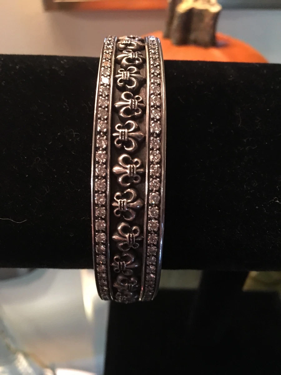 CHROME HEARTS Sterling Silver And Diamond Hinged Bangle Fleur De