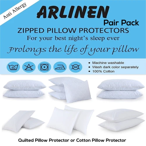 Pillow Protectors Zipped Cotton OR Quilted Pillow Protectors Polycotton 74x48 cm