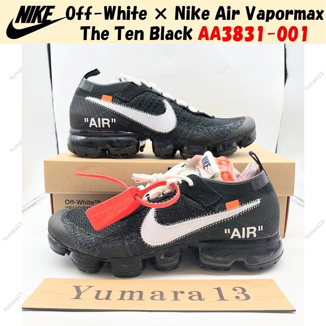 Off-White × Nike Air Vapormax The Ten Black AA3831-001 Men's Off-White × Nike Air Vapormax The Ten Black AA3831-001 Men's