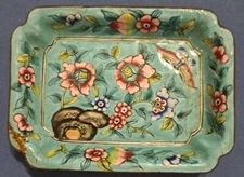 Antique 18th-19th Century Enameled over Brass Ladies Dresser/Ashtray(B25) *READ*