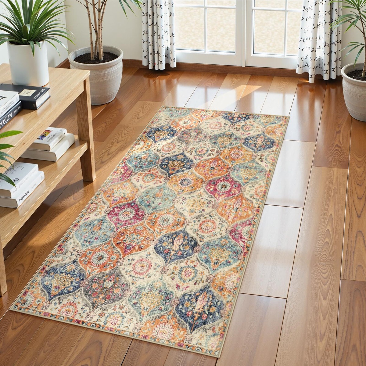 Non-Slip Washable Kitchen Rug 2x4 Moroccan Trellis Ultra-Thin