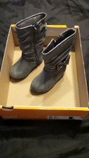 NWT JUMPING BEANS Gray boots Faux suede Gunsmoke bow Rhinestones Toddlers 5
