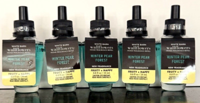 Bath & Body Works Lot of 5 WINTER PEAR FOREST Wallflower Fragrance Refill Bulbs
