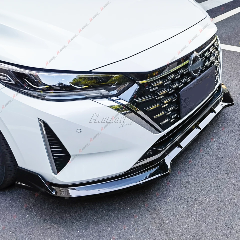 For Nissan Sentra 2024-2025 Sedan Gloss Black Front Lip + Rear Trunk Spoiler ABS — 第 2/4 张图片