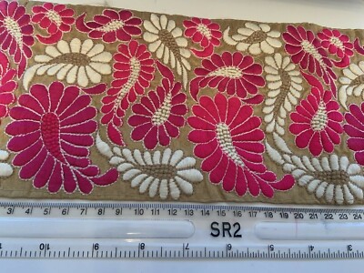 Band 15 cm bestickt Blume Handwerk Sari Kante Borte Bordüre Schärpe Panel 1 Yard 