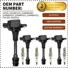 4 Pack Ignition Coil & Spark Plug for Niisan Altima Sentra X-Trail 2.5L UF350 US