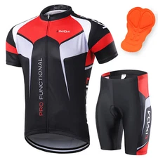 Lixada Men's Cycling Jerseys  + Padded Shorts Cycle Clothing Set Riding U5E9