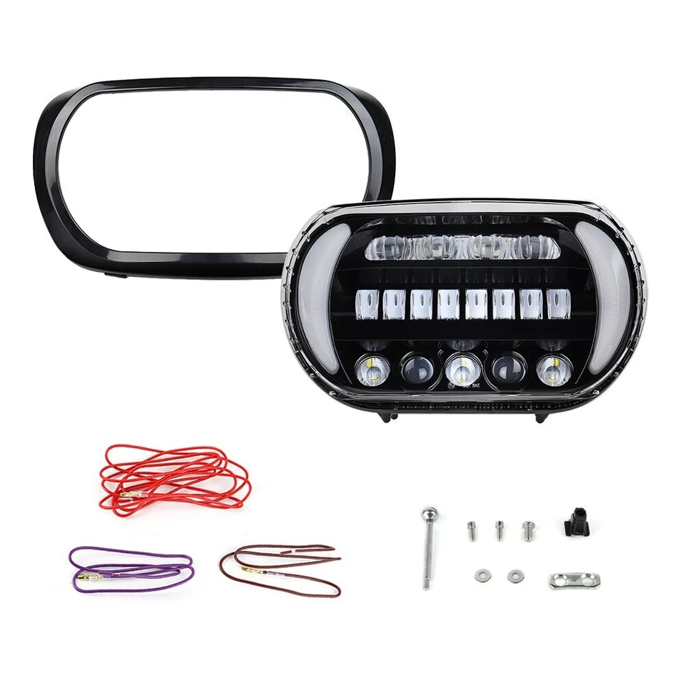 For Harley Road Glide 2004-2013 LED Headlight Assembly w/ DRL Amber Turn Signal - Image 3 of 4