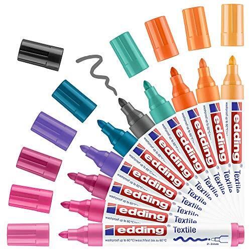 4500 textile marker - set of 10 colors trend - round nib 2-3 mm - permanent f...