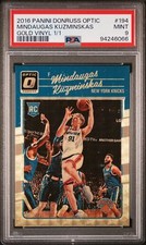 2016 Panini Donruss Optic #194 Mindaugas Kuzminskas Gold Vinyl Prizm 1/1 PSA 9