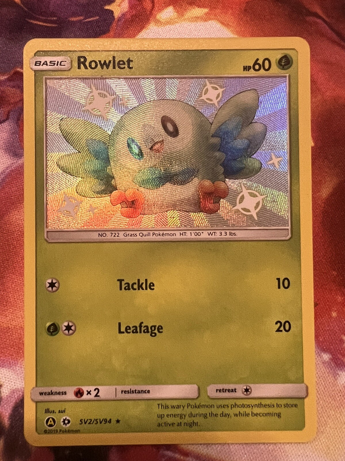 Rowlet SV2/SV94 Shiny Rare Holo Pokemon Hidden Fates 2019 Pokemon MINT