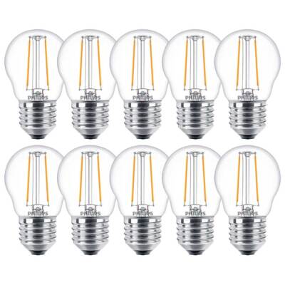 10 x Philips LED Filament Tropfen 2W = 25W E27 klar 250lm Kugeln warmweiß 2700K