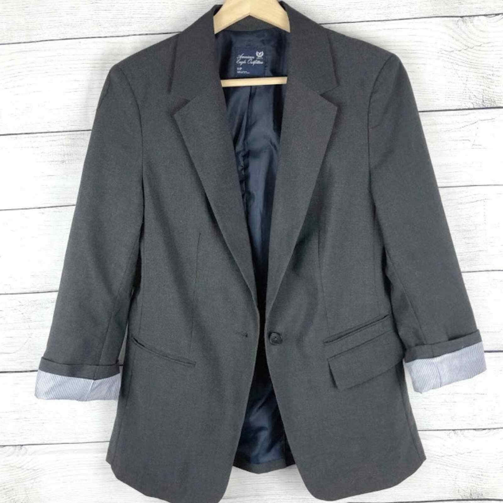American Eagle | Gray Lined One Button Blazer S - image 1