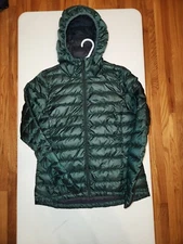 LOLE Emeline 700 Fill Duck Down Hooded Quilted Puffer Jacket SZ SM Green 