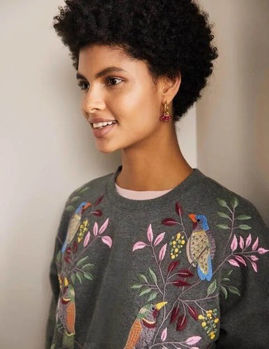 Boden Women's Bird Embroidery Marl 