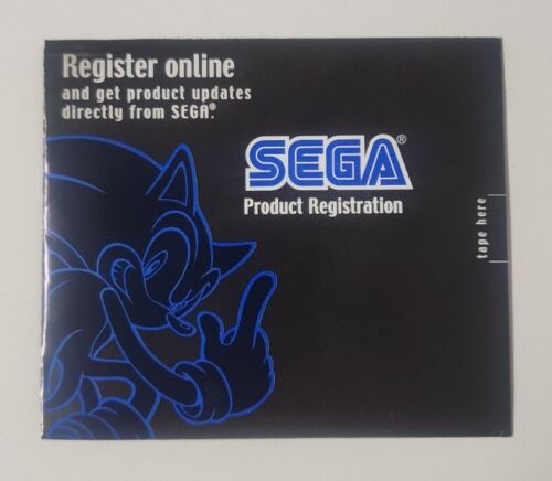 Sega Product Registration Online Card Insert for Nintendo GameCube platform - Picture 1 of 4