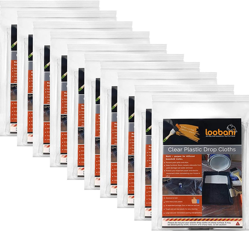 10 Piece Painter Plastic Drop Cloths Sheet,Waterproof Anti-Dust Cover,9X12 Feet - Picture 10 of 12