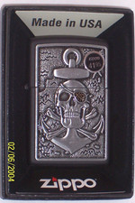 NEW Windproof ZIPPO USA Lighter 48122 Skull Anchor Emblem