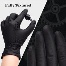 Heavy-Duty Black Disposable Nitrile Gloves, Box of 100, 6-Mil, Fully Textured...