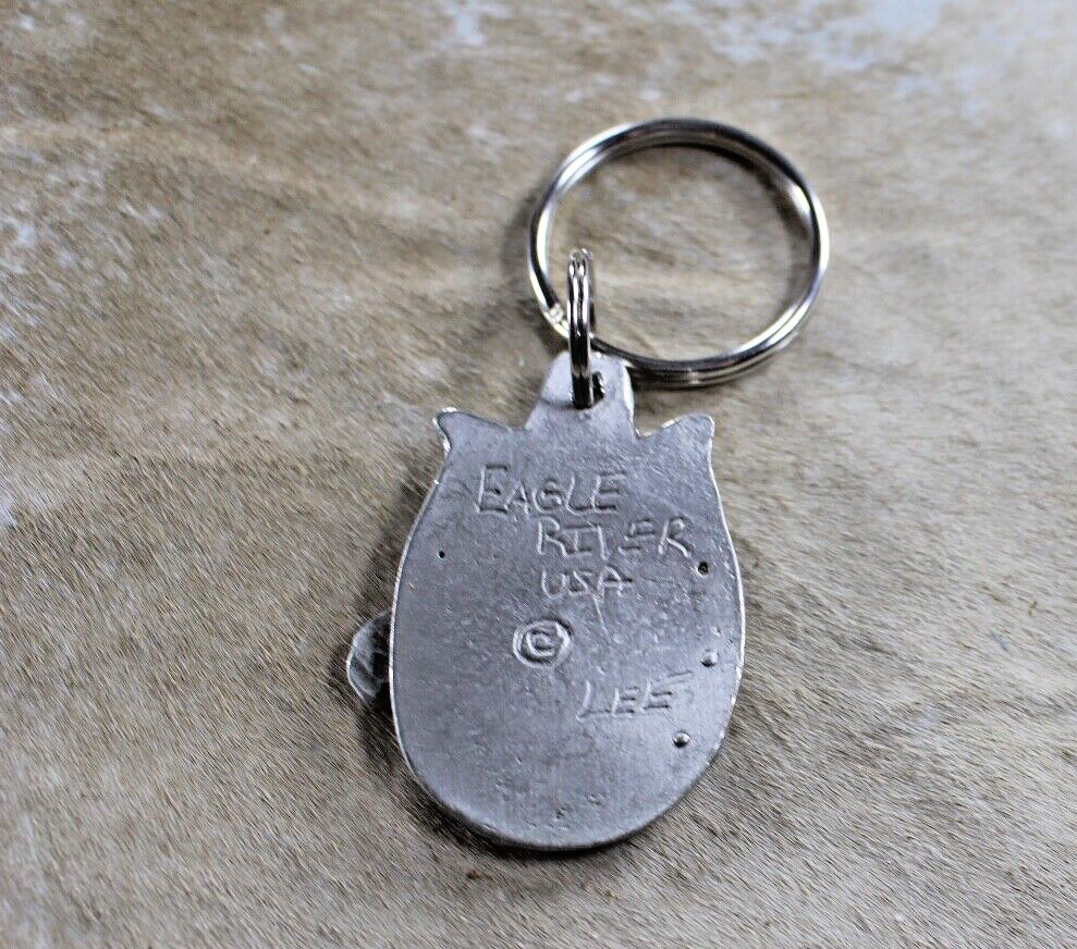 Llama Key Ring 2 x 1.50 in Horseshoe Diamond cut Pewter Handcrafted