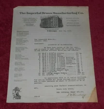 1918 Business Letter Imperial Brass Manufacturing Co Factory Graphics Chicago IL
