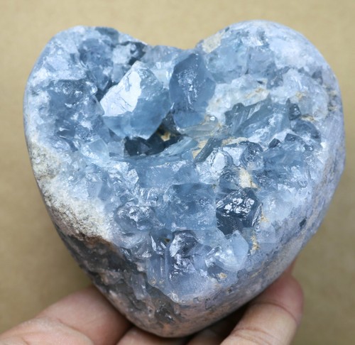2.17lb Rare Grade Gorgeous Sky Blue Celestite Heart Geode Rough Reiki Crystal - Picture 7 of 10