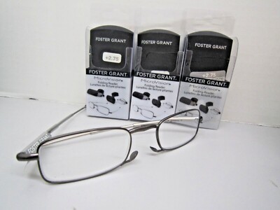 Foster Grant Microvision Folding Reader Glasses (Gideon)  LOT OF 3
