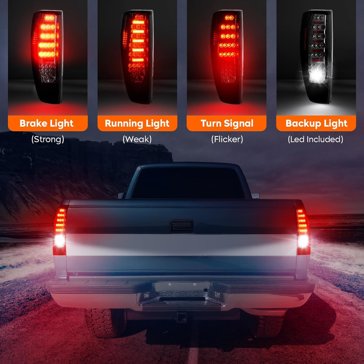 2004 Chevy Silverado Tail Lights ANZO 2004-2012 Chevrolet Colorado/GMC Canyon LED Tail Lights W/ Light Bar Chrome Housing Red/Clear Taillight Assembly - Foto 8