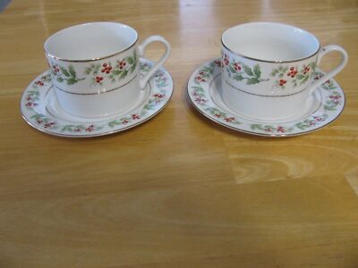 Set of Gibson Everyday China CHRISTMAS CHARM Flat Cups