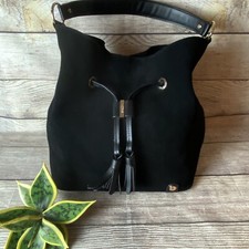 Black Suede Spartina 449 Drawstring Bucket Bag - Mint