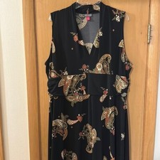Vince Camuto Sleeveless Paisley Maxi Dress Black Gold Plus Size 3X