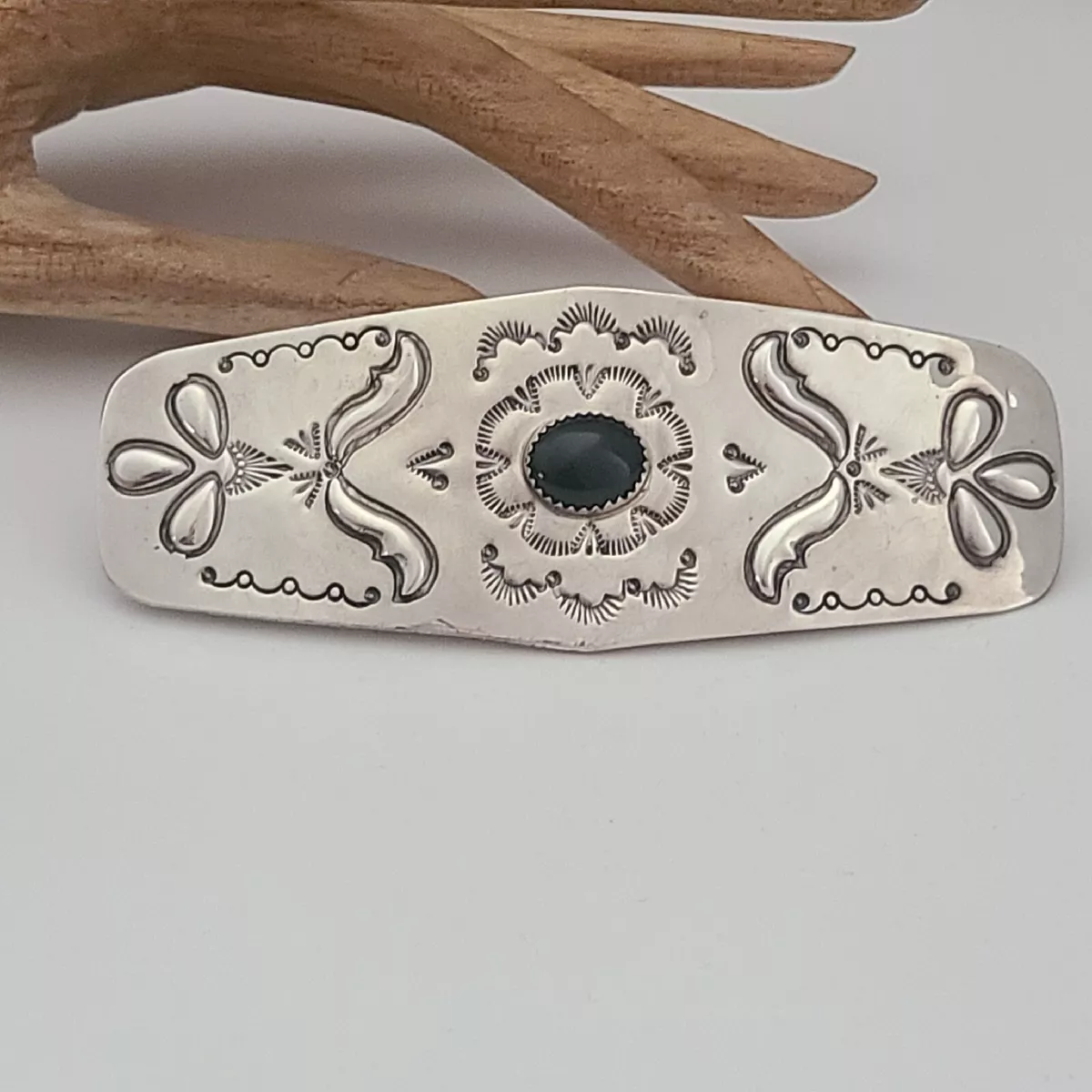 VINTAGE AB NAVAJO HUGE STERLING SILVER HAIR BARRETTE HAIR CLIP