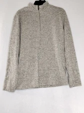 Van Heusen Flex Mens Medium Color Cream/Grey Long Sleeve 1/4 Zip Classic Sweater