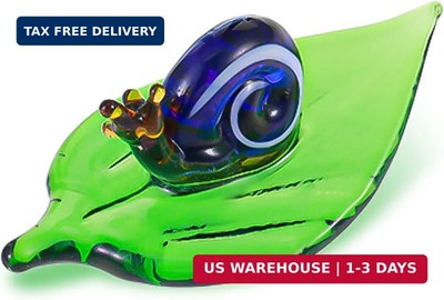 Ymapinc Hand Blown Glass Snail Animals - 1.9 inch Long Colorful Snail Figurines,