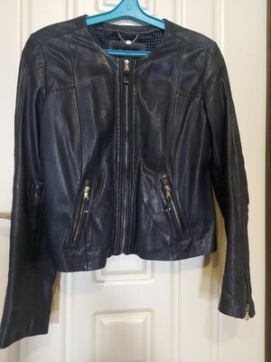 Women Massimo Dutti Jacket Navy Leather S