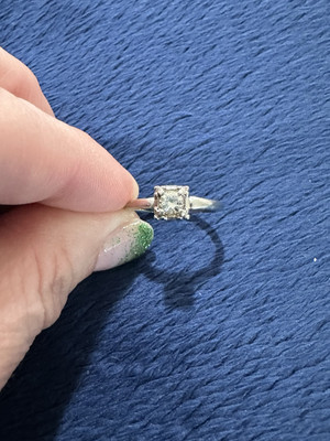 Orangenblüte signierter 14k Weißgold Diamant Ring, Größe 6,75