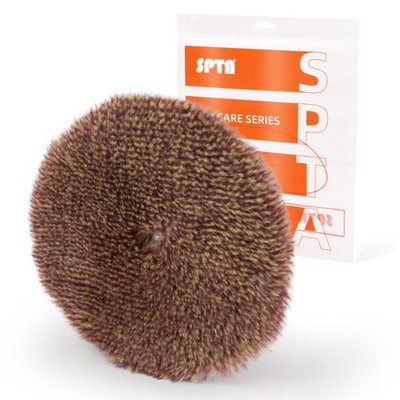 SPTA 1Pc 3/5/6 inch Wool Polishing Pad T140 Brown Red Heavy Cut for Car Polisher